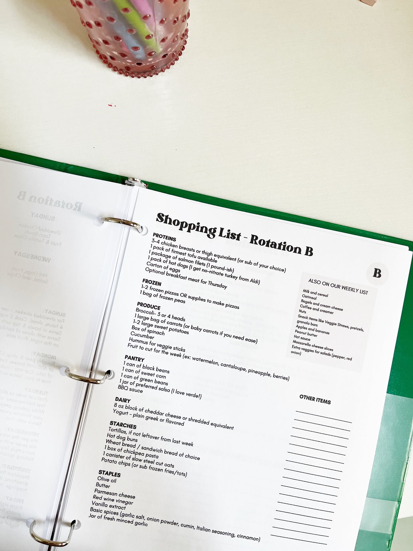 Be Kind to Yourself Meal Plan Printable