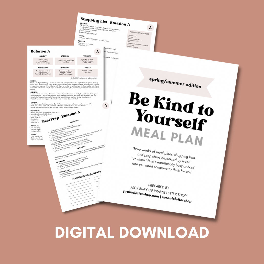 Be Kind to Yourself Meal Plan Printable